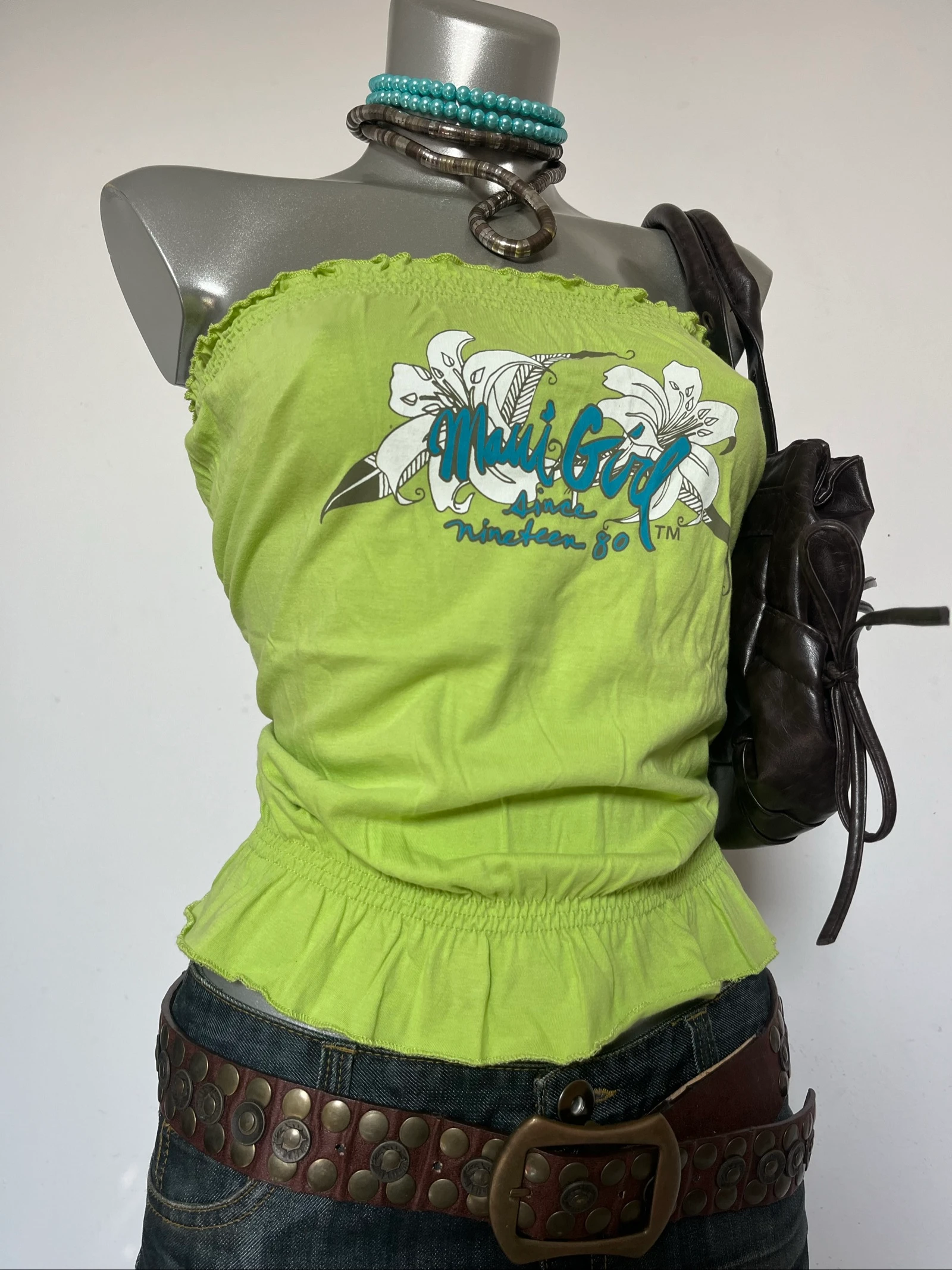 Top épaules dénudées bustier Y2K💚2000s haut vintage 